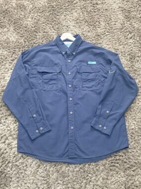 Tuna Men’s Fishing Shirt UPF 50 Long Sleeve Button Up Quick Dry Outdoor Size L